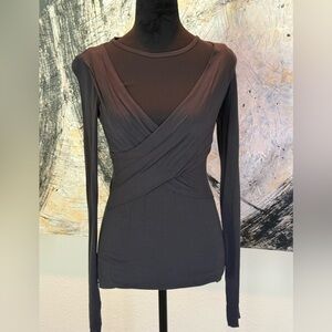 Bailey 44 Charcoal Long Sleeve Fitted Wrap Top